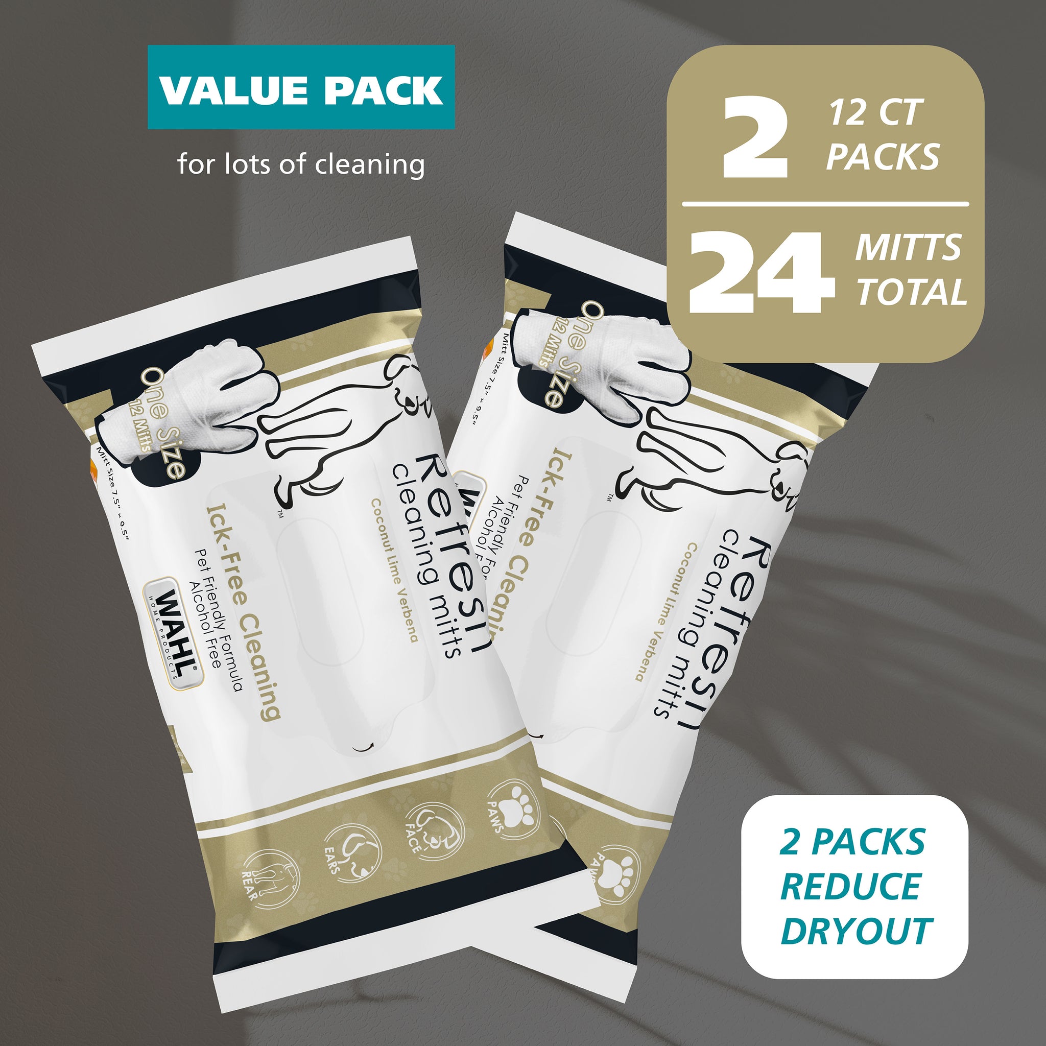 Lingettes pour chiens-3 lingettes pour doigts-24 unités (2 paquets de 12) 