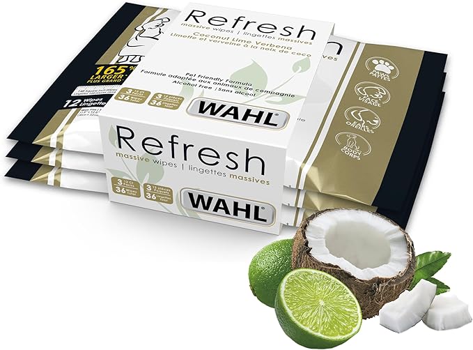 Refresh Massive Pet Wipes (Oatmeal, 3×12 Pack)