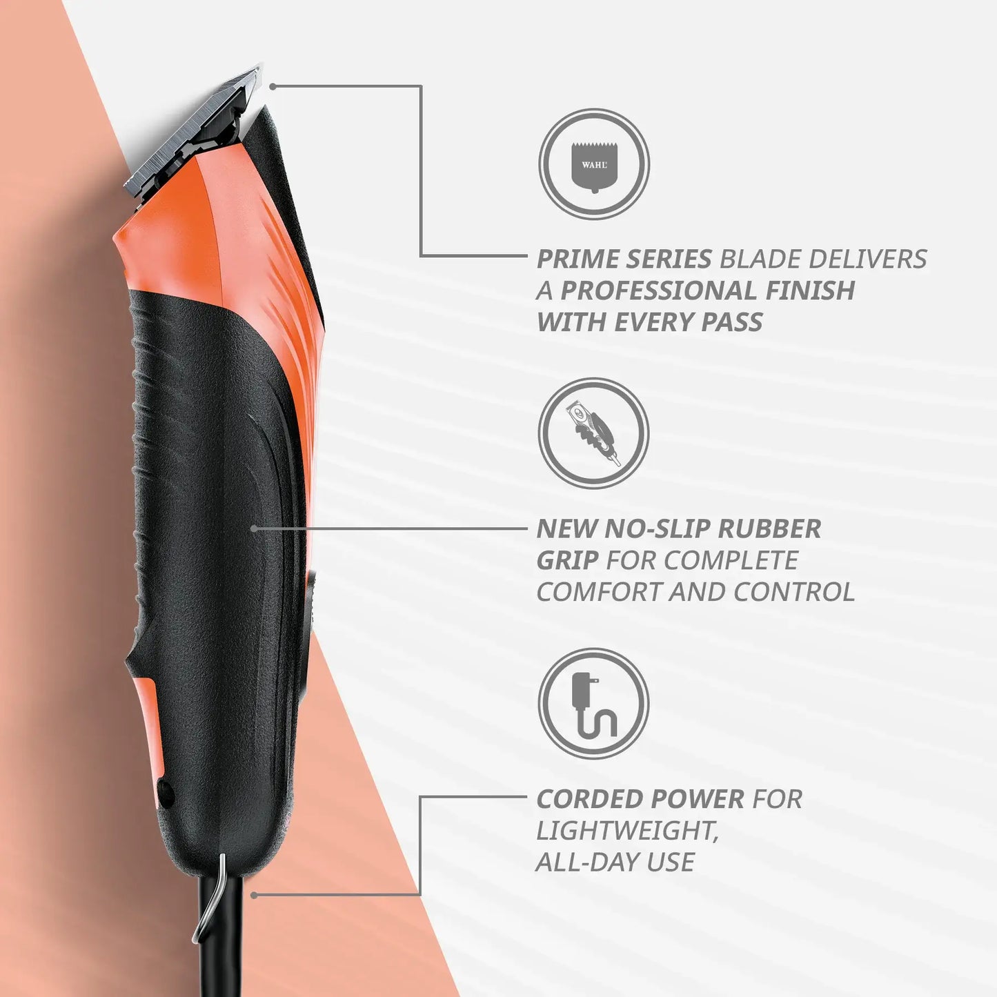 wahl km velocity clipper prime series blade no slip rubber grip
